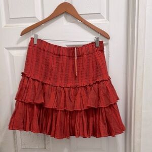 Sundry Red Tierred Mini Skirt Size X-Large NWT